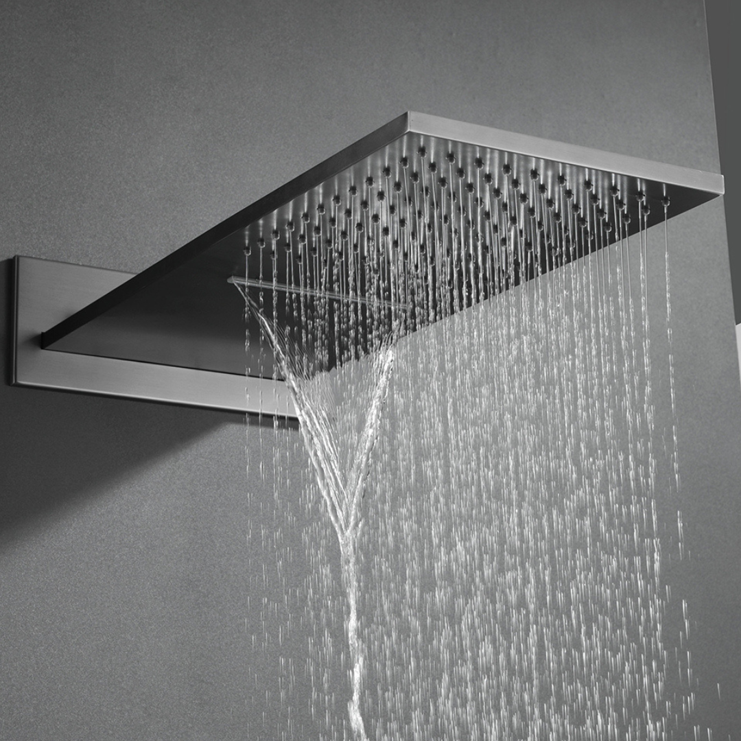 Thermostatische Inbouw Regendoucheset Isabella - Waterval - Gunmetal grey