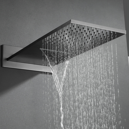Thermostatische Inbouw Regendoucheset Isabella - Waterval - Gunmetal grey