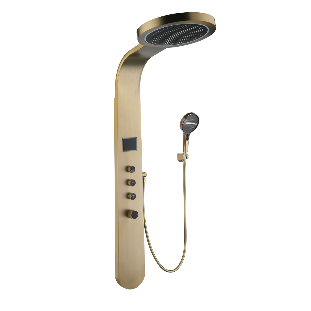 Douchepaneel Elena - LED - Digitaal display - Brushed gold