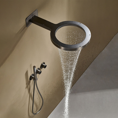 Thermostatische Inbouw Regendoucheset – Marino – Waterval & Staafhanddouche - Digitale Regeling – Gunmetal Grey