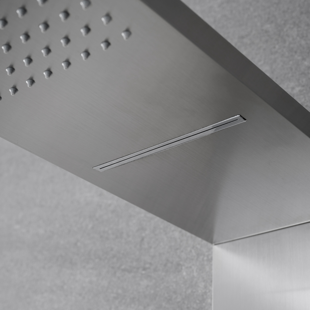 Douchepaneel – Manuel – Waterval – Massagejets – Brushed nickel