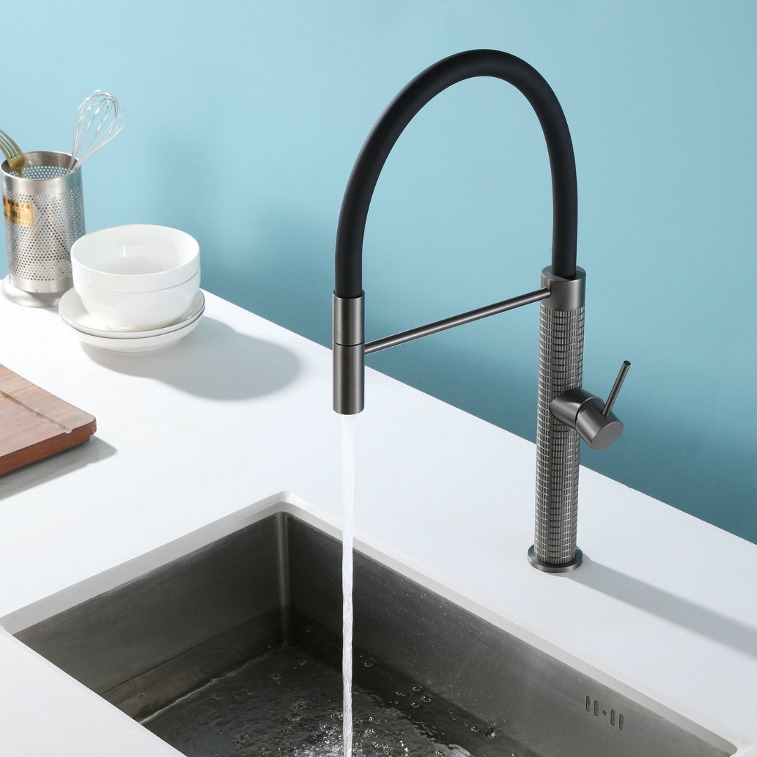 Semi-professionele Keukenkraan Angelica – Uittrekbare Uitloop – Gunmetal Grey
