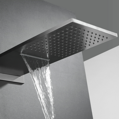 Thermostatische Inbouw Regendoucheset Isabella - Waterval - Gunmetal grey