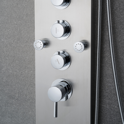 Douchepaneel – Manuel – Waterval – Massagejets – Brushed nickel