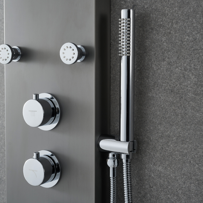 Douchepaneel – Manuel – Waterval – Massagejets – Gunmetal grey, chrome