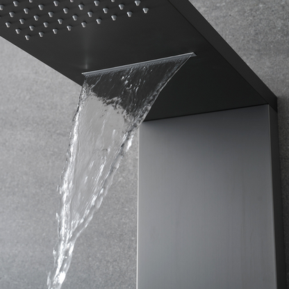 Douchepaneel – Manuel – Waterval – Massagejets – Gunmetal grey, chrome