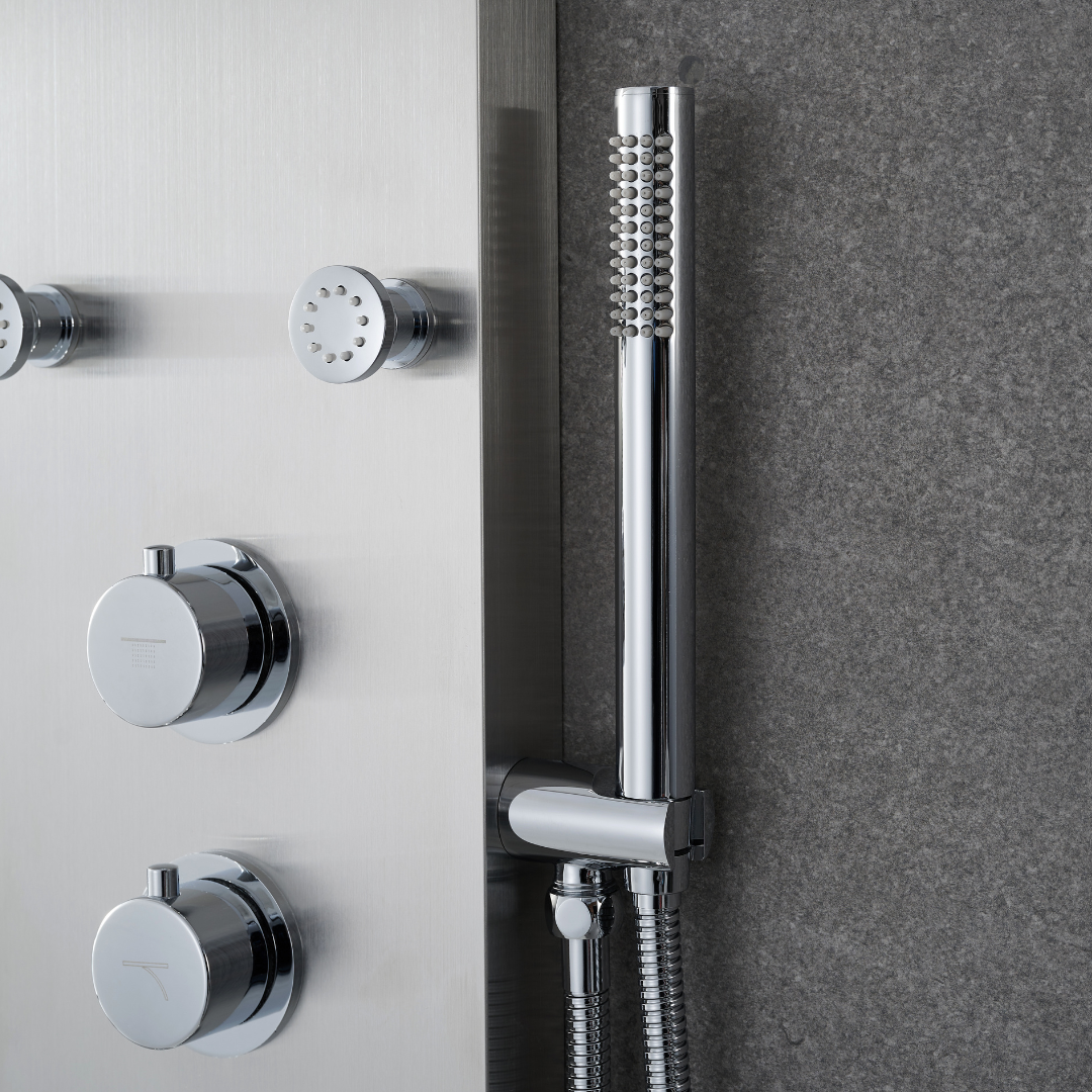 Douchepaneel – Manuel – Waterval – Massagejets – Brushed nickel