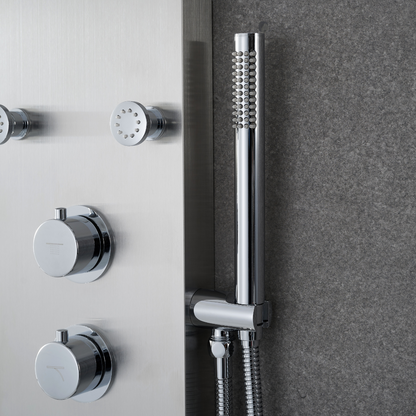 Douchepaneel – Manuel – Waterval – Massagejets – Brushed nickel