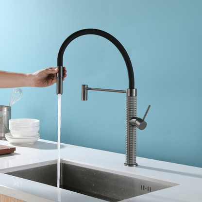 Semi-professionele Keukenkraan Angelica – Uittrekbare Uitloop – Gunmetal Grey