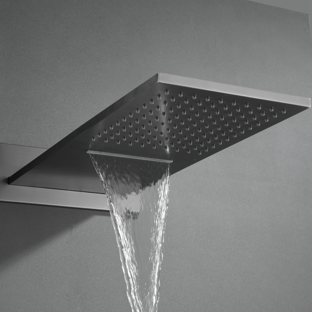 Thermostatische Inbouw Regendoucheset Isabella - Waterval - Gunmetal grey
