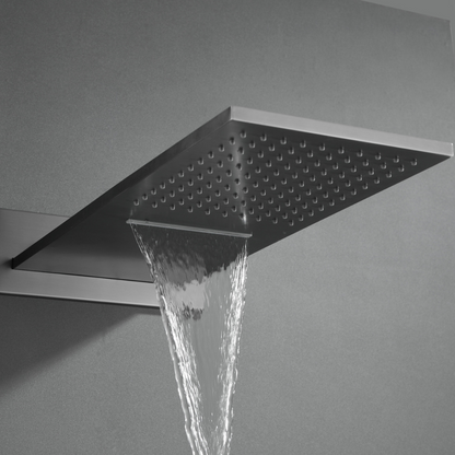 Thermostatische Inbouw Regendoucheset Isabella - Waterval - Gunmetal grey