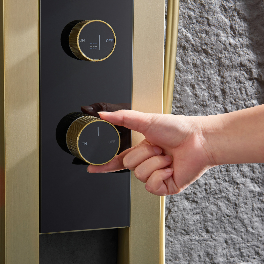 Thermostatisch Douchepaneel Marcelo – Digitale Display - Brushed gold