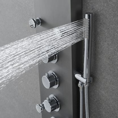 Douchepaneel – Manuel – Waterval – Massagejets – Gunmetal grey, chrome
