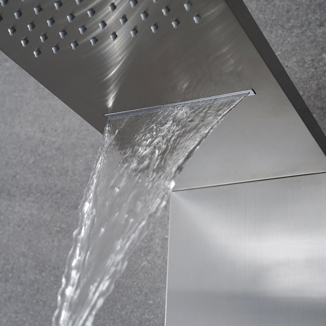 Douchepaneel – Manuel – Waterval – Massagejets – Brushed nickel
