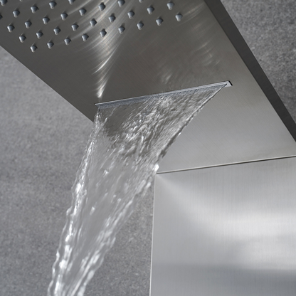 Douchepaneel – Manuel – Waterval – Massagejets – Brushed nickel