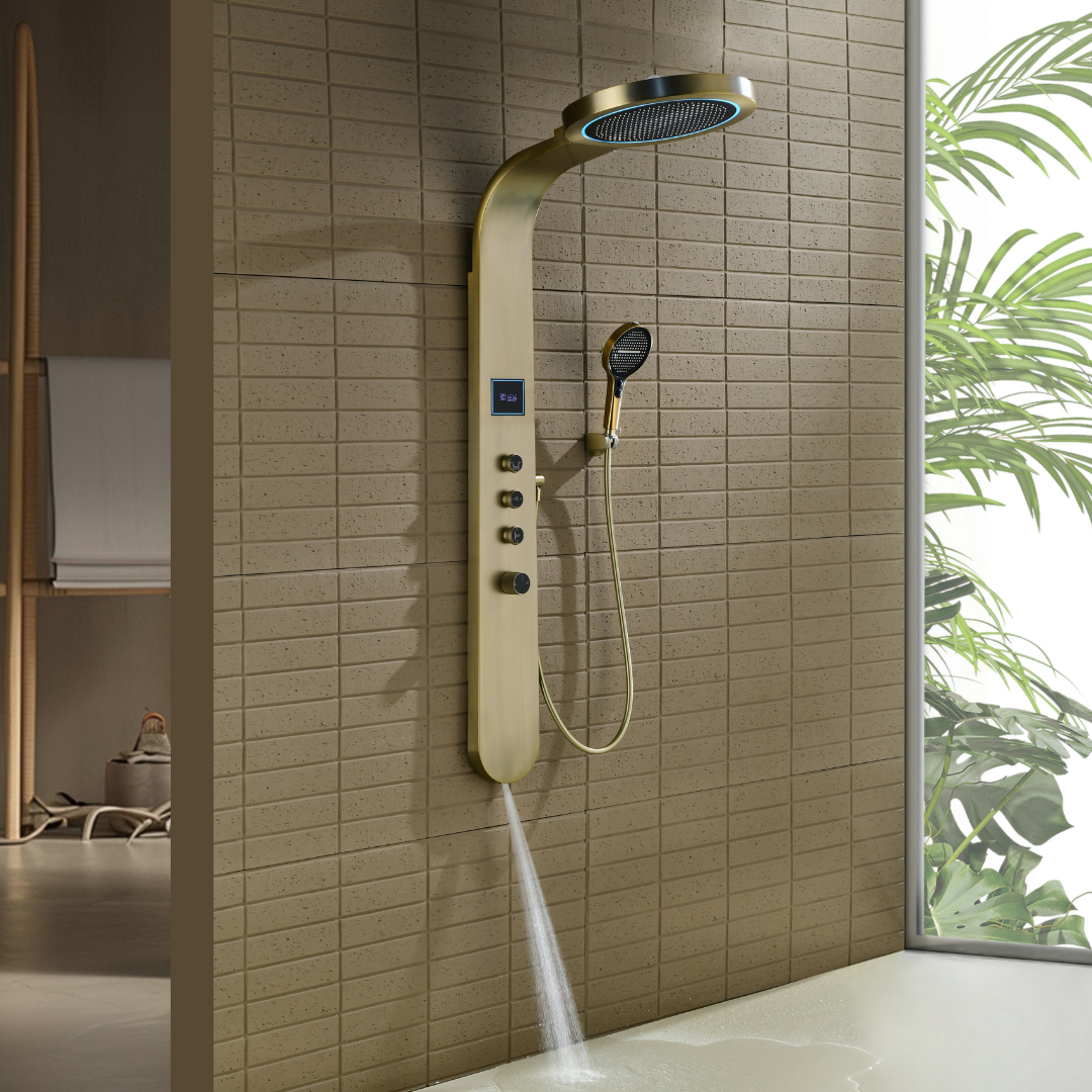 Douchepaneel Elena - LED - Digitaal display - Brushed gold