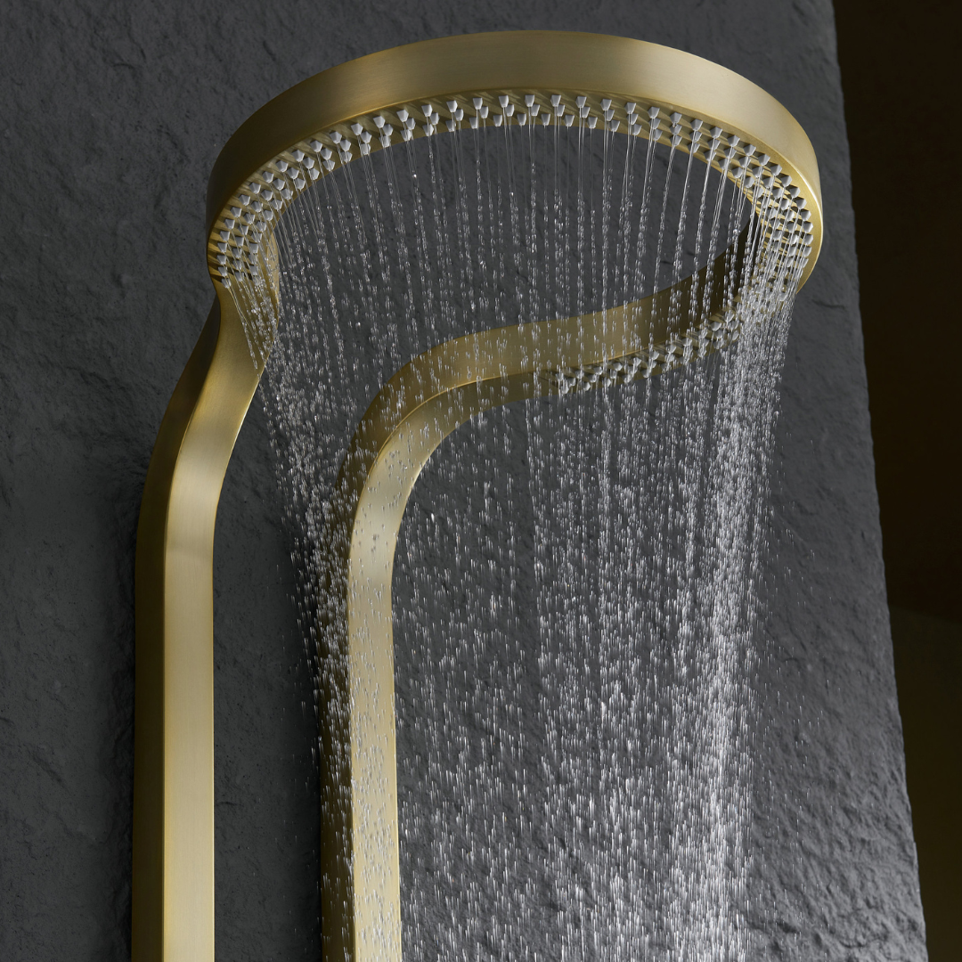 Thermostatisch Douchepaneel Marcelo – Digitale Display - Brushed gold