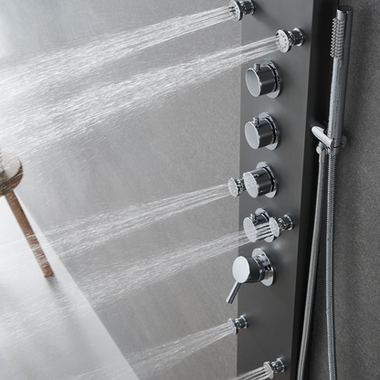 Douchepaneel – Manuel – Waterval – Massagejets – Gunmetal grey, chrome