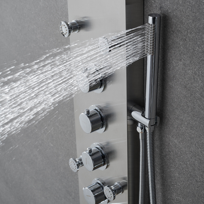 Douchepaneel – Manuel – Waterval – Massagejets – Brushed nickel