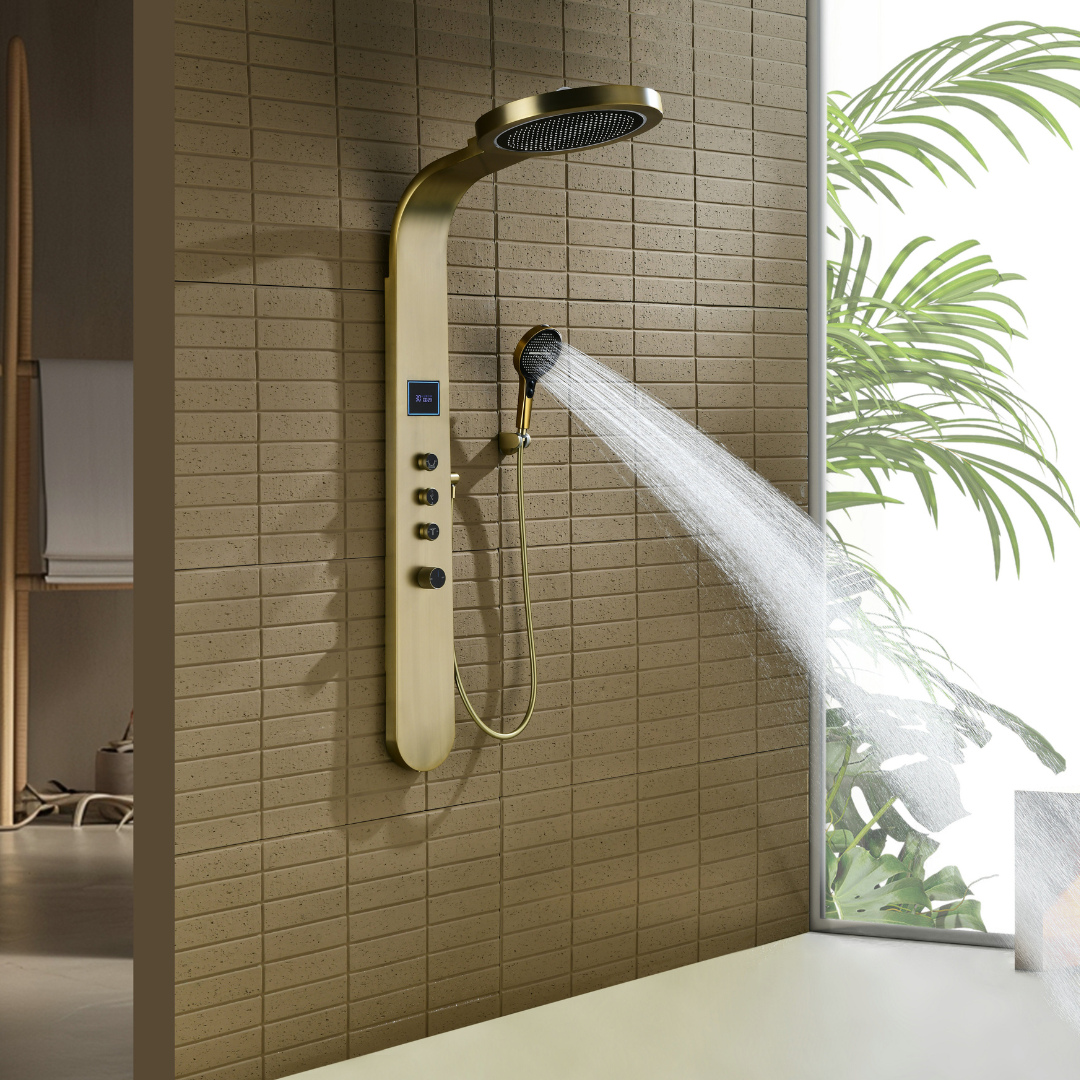 Douchepaneel Elena - LED - Digitaal display - Brushed gold