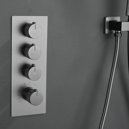 Thermostatische Inbouw Regendoucheset Isabella - Waterval - Gunmetal grey