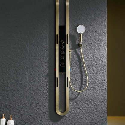 Thermostatisch Douchepaneel Marcelo – Digitale Display - Brushed gold
