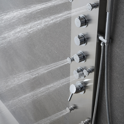 Douchepaneel – Manuel – Waterval – Massagejets – Brushed nickel