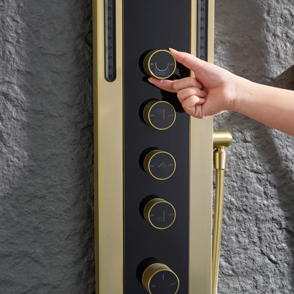 Thermostatisch Douchepaneel Marcelo – Digitale Display - Brushed gold