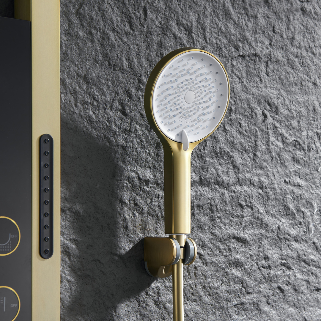 Thermostatisch Douchepaneel Marcelo – Digitale Display - Brushed gold