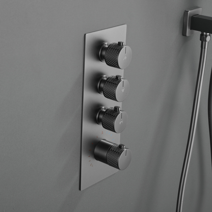 Thermostatische Inbouw Regendoucheset Isabella - Waterval - Gunmetal grey