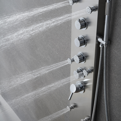 Douchepaneel – Manuel – Waterval – Massagejets – Brushed nickel