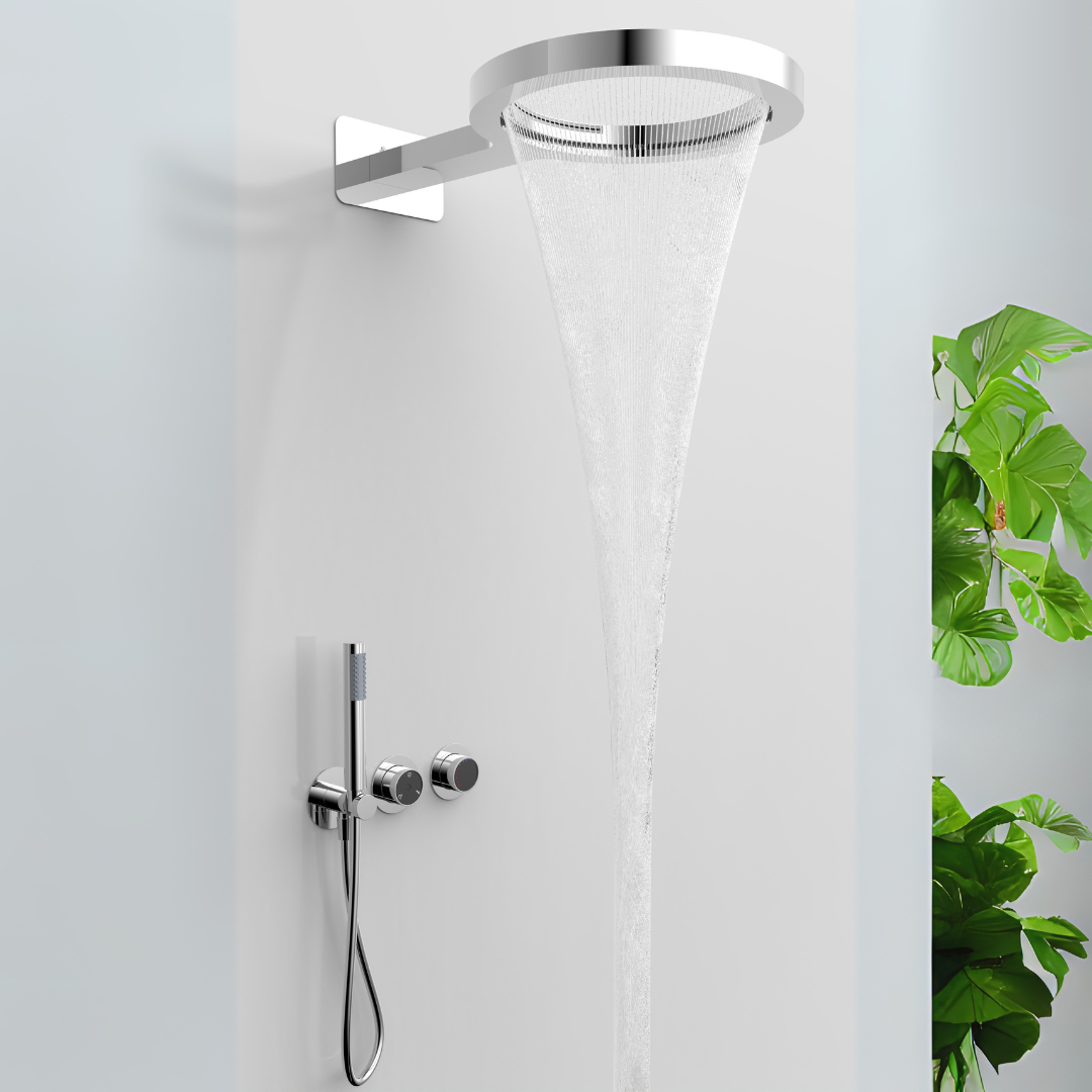 Thermostatische Inbouw Regendoucheset – Marino – Waterval & Staafhanddouche - Digitale Regeling – Chrome