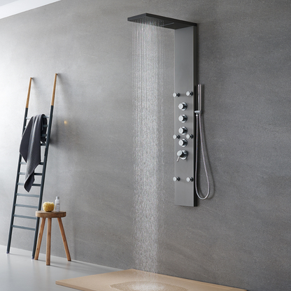 Douchepaneel – Manuel – Waterval – Massagejets – Gunmetal grey, chrome