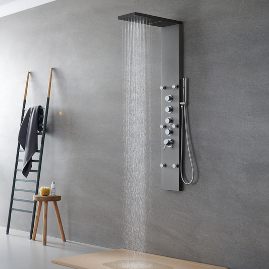 Douchepaneel – Manuel – Waterval – Massagejets – Gunmetal grey, chrome