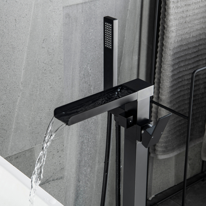 Vrijstaande Badkraan Lisandro – Watervaluitloop – Matte black