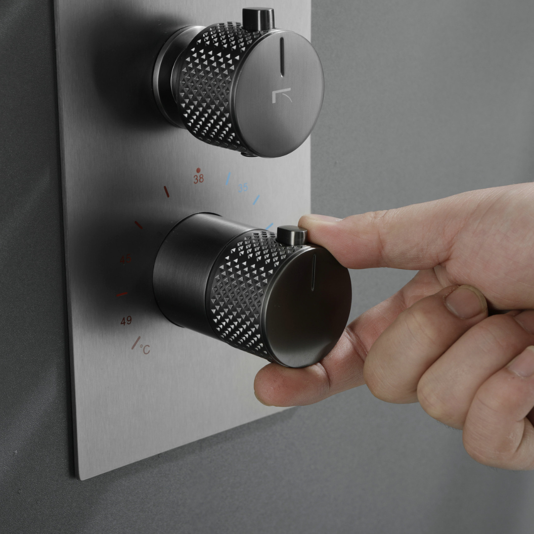 Thermostatische Inbouw Regendoucheset Isabella - Waterval - Gunmetal grey