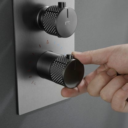 Thermostatische Inbouw Regendoucheset Isabella - Waterval - Gunmetal grey