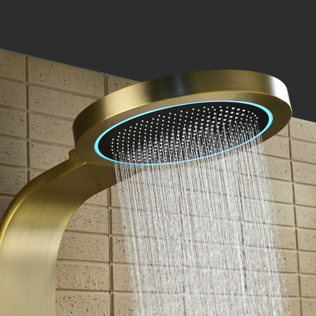 Douchepaneel Elena - LED - Digitaal display - Brushed gold