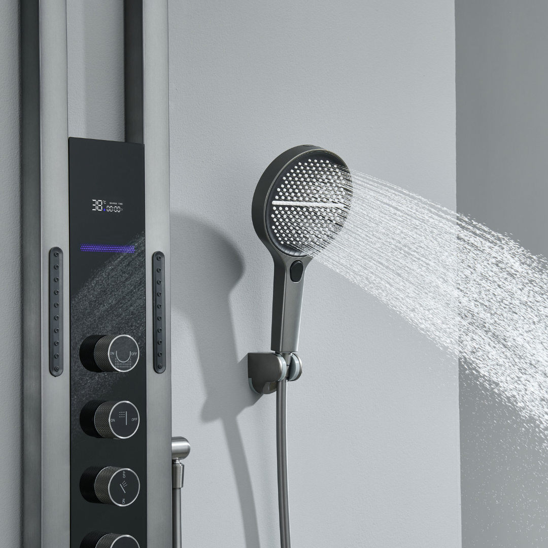 Thermostatisch Douchepaneel Marcelo – Digitale Display - Gunmetal Grey