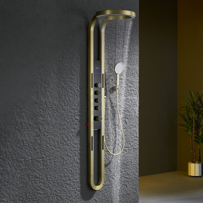 Thermostatisch Douchepaneel Marcelo – Digitale Display - Brushed gold