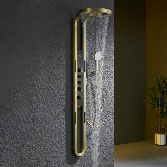 Thermostatisch Douchepaneel Marcelo – Digitale Display - Brushed gold