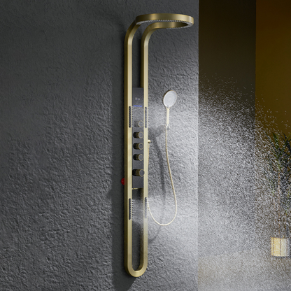 Thermostatisch Douchepaneel Marcelo – Digitale Display - Brushed gold