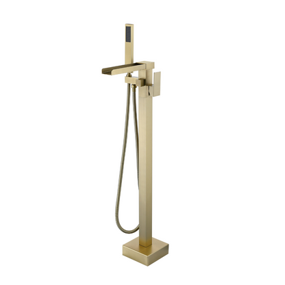 Vrijstaande Badkraan Lisandro – Watervaluitloop – Brushed Gold