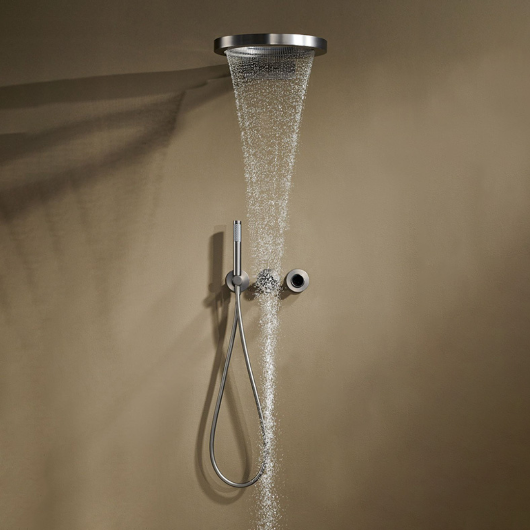 Thermostatische Inbouw Regendoucheset – Marino – Waterval & Staafhanddouche - Digitale Regeling – Chrome