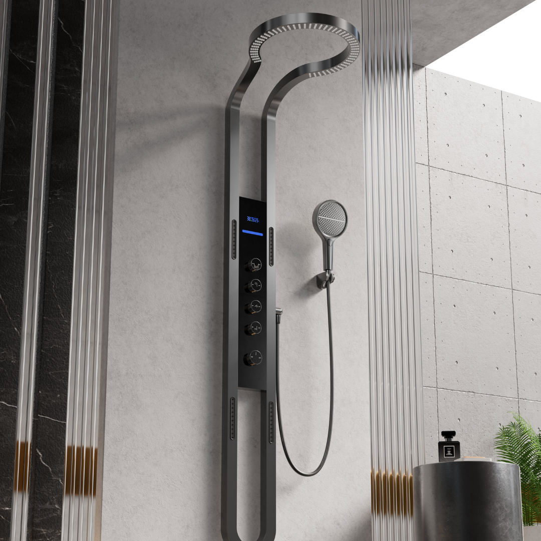 Thermostatisch Douchepaneel Marcelo – Digitale Display - Gunmetal Grey