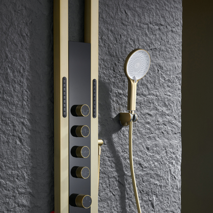 Thermostatisch Douchepaneel Marcelo – Digitale Display - Brushed gold