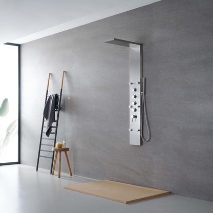 Douchepaneel – Manuel – Waterval – Massagejets – Brushed nickel