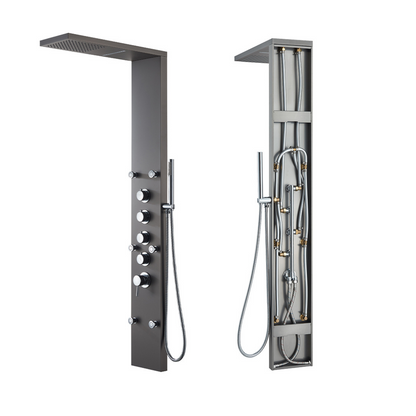 Douchepaneel – Manuel – Waterval – Massagejets – Gunmetal grey, chrome