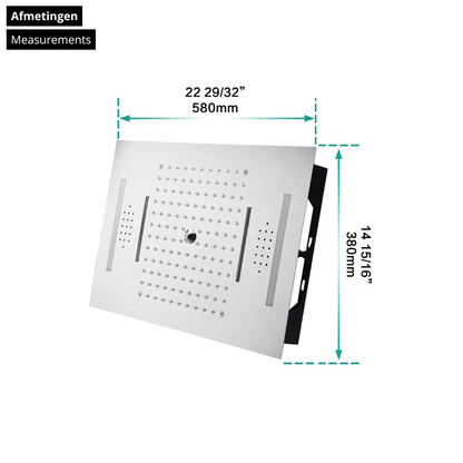 5-in-1 Thermostatische Inbouw Regendoucheset Julia – Bluetooth & Speakers – LED Verlichting – Massagejets - Chrome