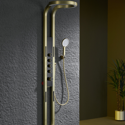 Thermostatisch Douchepaneel Marcelo – Digitale Display - Brushed gold
